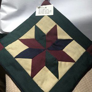 Spice mat 8.5 x 8.5 blue green burgundy, patchwork